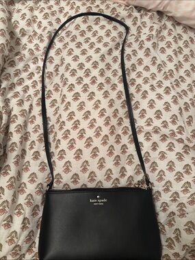 KATE SPADE Black Leather Crossbody with Gold Logo
